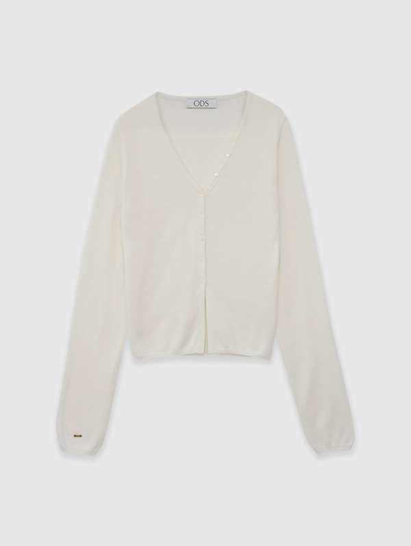 BUTTON POINTED CARDIGAN (IVORY)